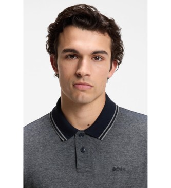BOSS Polo in cotone piqu� con stampa logo navy