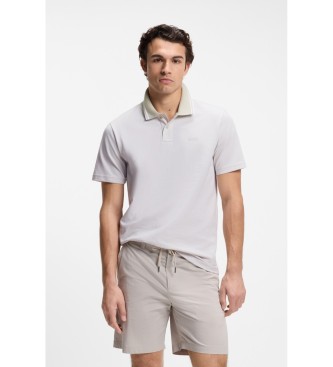 BOSS Polo in piqu� con logo stampato grigio