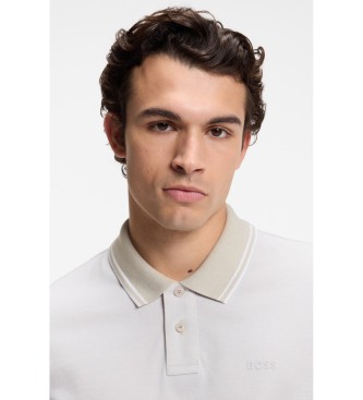 BOSS Polo in piqu� con logo stampato grigio