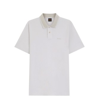 BOSS Polo in piqu� con logo stampato grigio