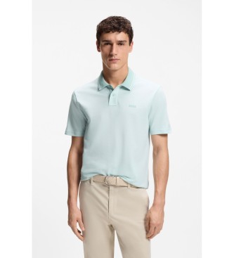 BOSS Polo en coton piqu� avec logo turquoise