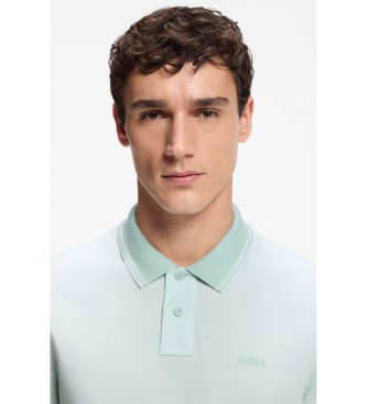 BOSS Polo en coton piqu� avec logo turquoise