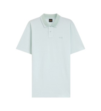 BOSS Polo en coton piqu� avec logo turquoise