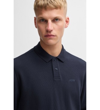 BOSS Polo in cotone con struttura a griglia marina