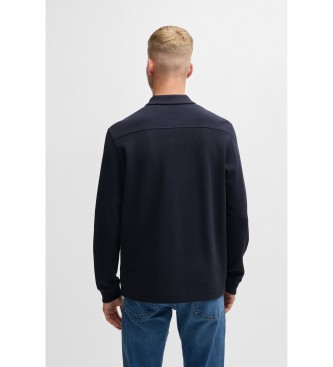 BOSS Polo in cotone con struttura a griglia marina