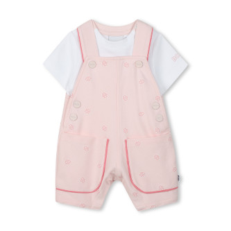 BOSS St med overalls og T-shirt, pink, hvid