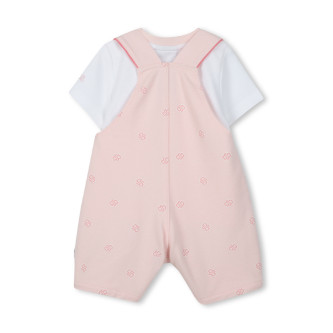 BOSS St med overalls og T-shirt, pink, hvid