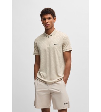 BOSS Polo con monogramma sfumato jacquard beige  