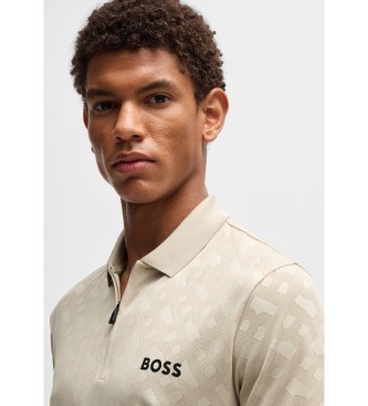 BOSS Polo con monogramma sfumato jacquard beige  
