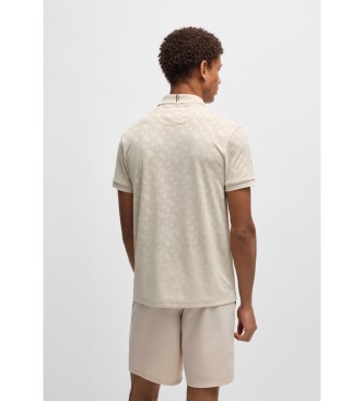BOSS Polo con monogramma sfumato jacquard beige  