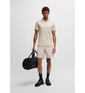 BOSS Polo con monogramma sfumato jacquard beige  