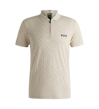 BOSS Polo con monogramma sfumato jacquard beige  