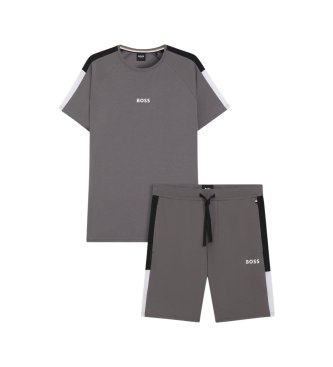 BOSS Pyjamas Bomuld Applikationer grå
