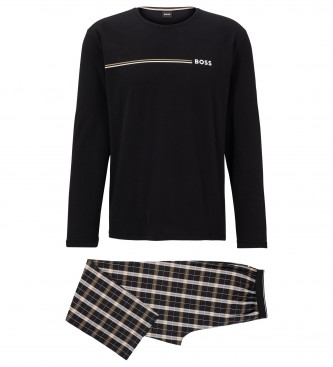 BOSS Pijama de contraste preto