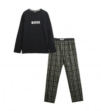 BOSS Regular fit pyjamas with contrasting logos black, yellow