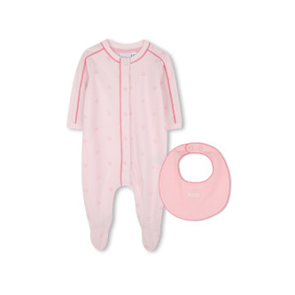 BOSS Conjunto de pijama e babete cor-de-rosa