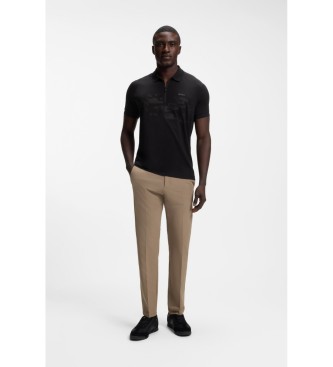 BOSS P�lo com fecho de correr e gr�ficos reflectores preto