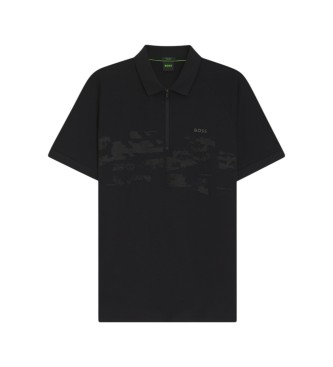 BOSS P�lo com fecho de correr e gr�ficos reflectores preto