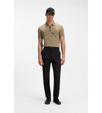 BOSS Polo Rits met reflecterende afbeeldingen bruin