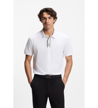 BOSS Paddy-poloshirt med stribet stolpelukning og hvidt logo