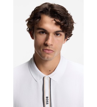 BOSS Paddy-poloshirt med stribet stolpelukning og hvidt logo