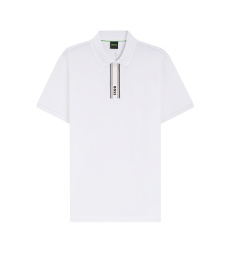 BOSS Paddy-poloshirt med stribet stolpelukning og hvidt logo