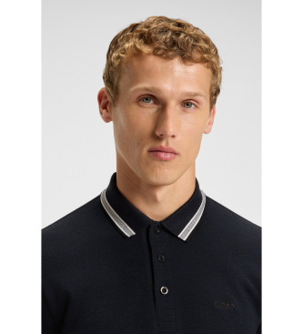 BOSS Polo nera in pliss