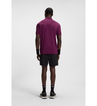 BOSS Polo con illustrazione a quadri lilla