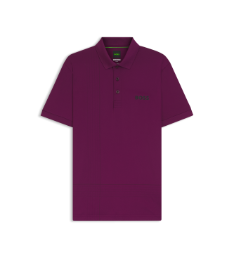 BOSS Polo con illustrazione a quadri lilla