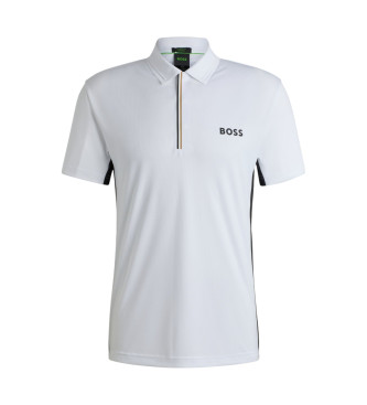 BOSS Polo de sport Paddy slim fit avec protection UV blanc