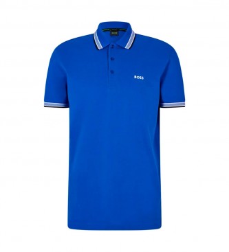 BOSS Blue curved logo polo shirt