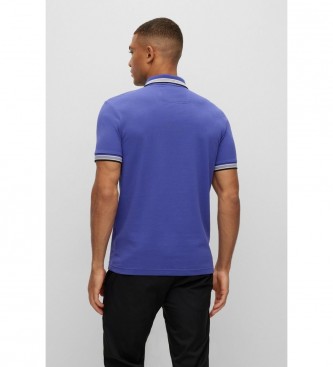 BOSS Blue curved logo polo shirt