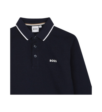 BOSS Long sleeve navy polo shirt