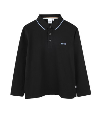 BOSS Langarm-Poloshirt schwarz