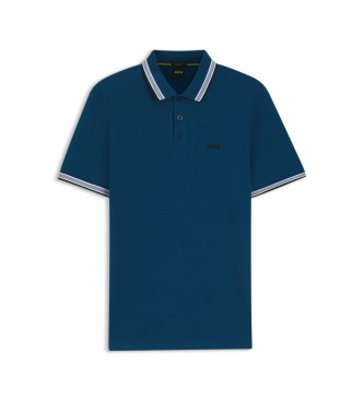 BOSS Polo blu risaia