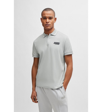 BOSS Pio Badge light grey polo shirt