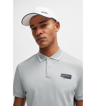 BOSS Pio Badge light grey polo shirt