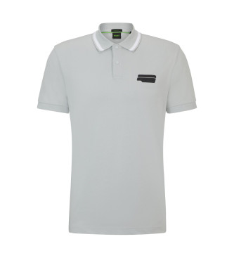 BOSS Pio Badge light grey polo shirt