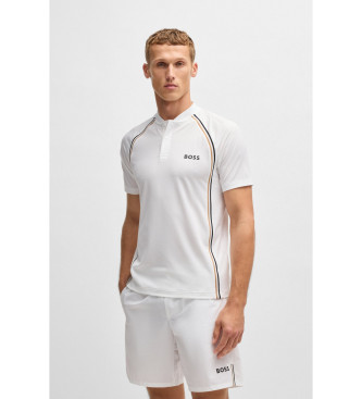 BOSS Sportliches, schmal geschnittenes Poloshirt aus Super-Stretch-Mesh Pariq wei