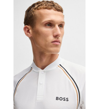 BOSS Sportieve slim fit polo van super stretch mesh Pariq wit