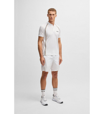 BOSS Sportliches, schmal geschnittenes Poloshirt aus Super-Stretch-Mesh Pariq wei