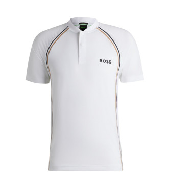 BOSS Sportowa koszulka polo slim fit z super rozciągliwej siateczki Pariq w kolorze białym