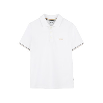 BOSS Polo en piqu blanc