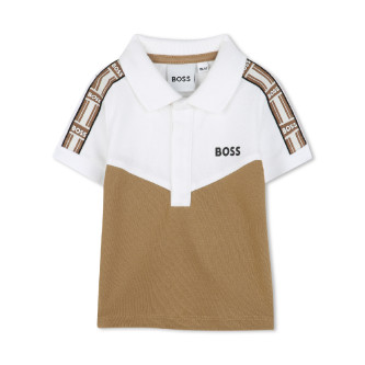 BOSS Poloshirt korte mouw wit, bruin