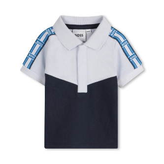 BOSS Blauwe polo met korte mouwen