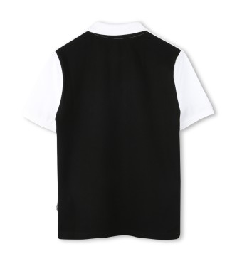 BOSS Dvobarvna črna polo majica