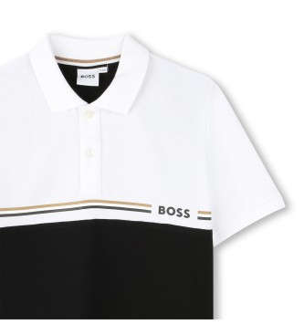 BOSS Dvobarvna črna polo majica