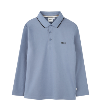 BOSS Long sleeve blue grey polo shirt