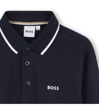 BOSS Granatowa bawełniana koszulka polo