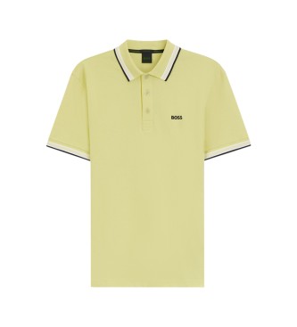 BOSS Polo Paddy de piqué de algodón amarillo